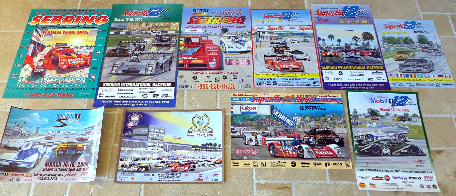 Sebring 12 Hour Event Posters [10] Vintage Auto Posters