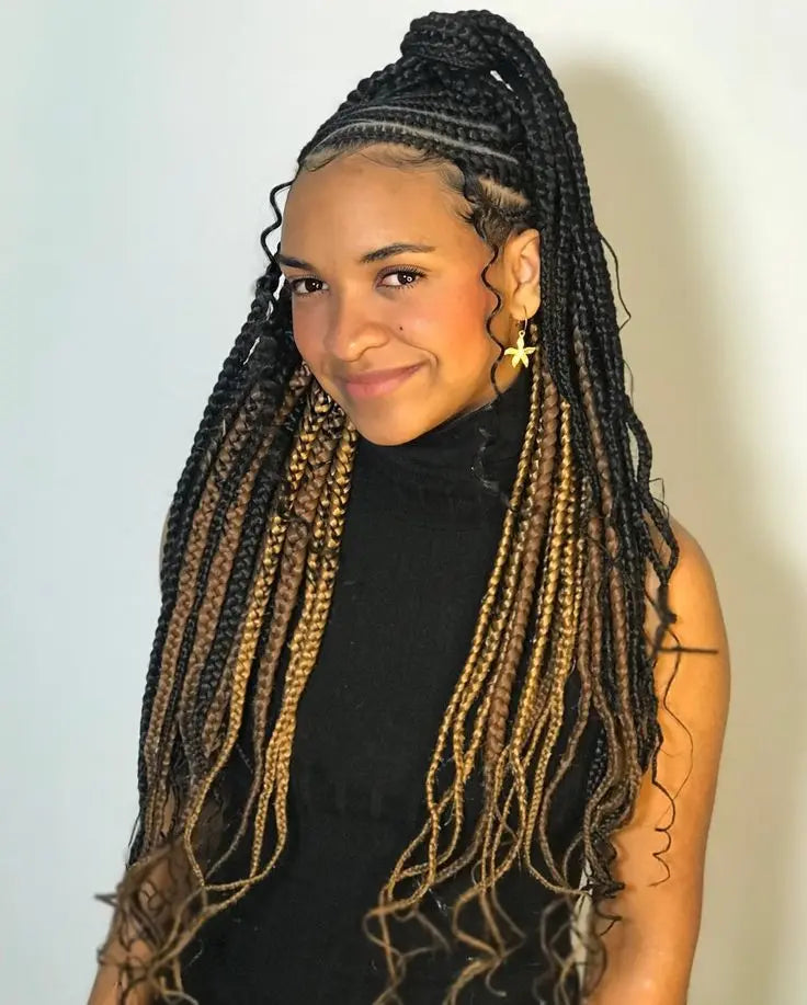 peekaboo braids brown curls