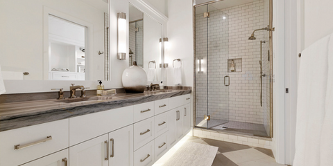 white subway tile in shower