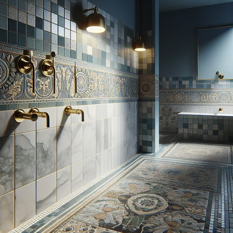 marble mosaic bathroom floor tile