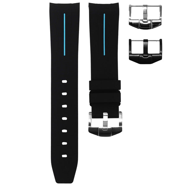 RUBBER STRAP FOR OMEGA X SWATCH MOONSWATCH - CORSA BLACK & MIAMI BLUE