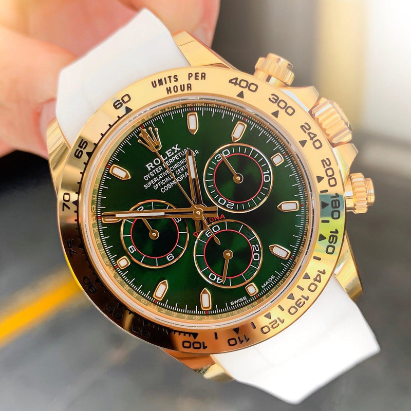 rolex daytona gold with rubber strap