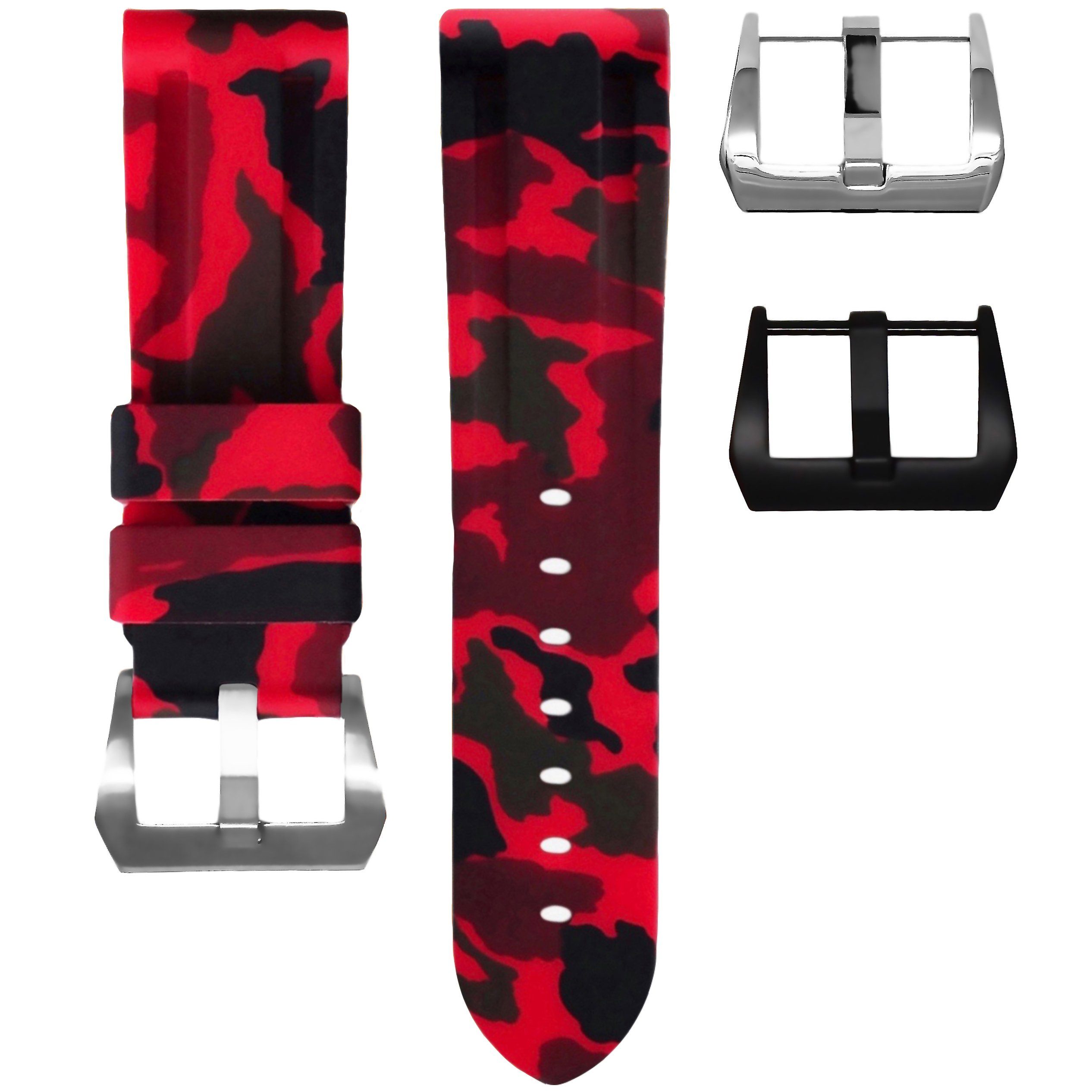 Image of RUBBER STRAP FOR PANERAI LUMINOR - RED CAMO  