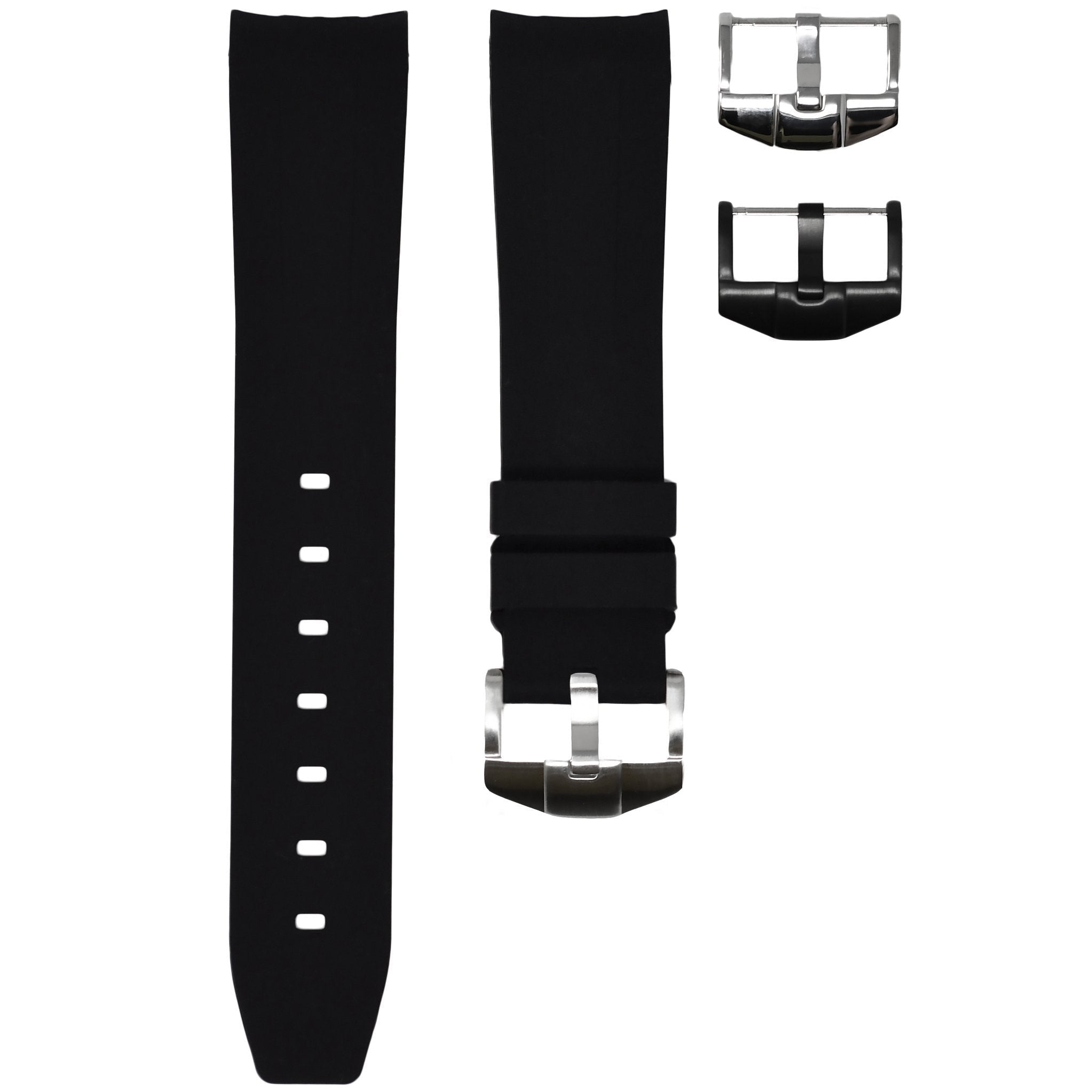 Image of RUBBER STRAP FOR OMEGA X SWATCH MOONSWATCH - JET BLACK