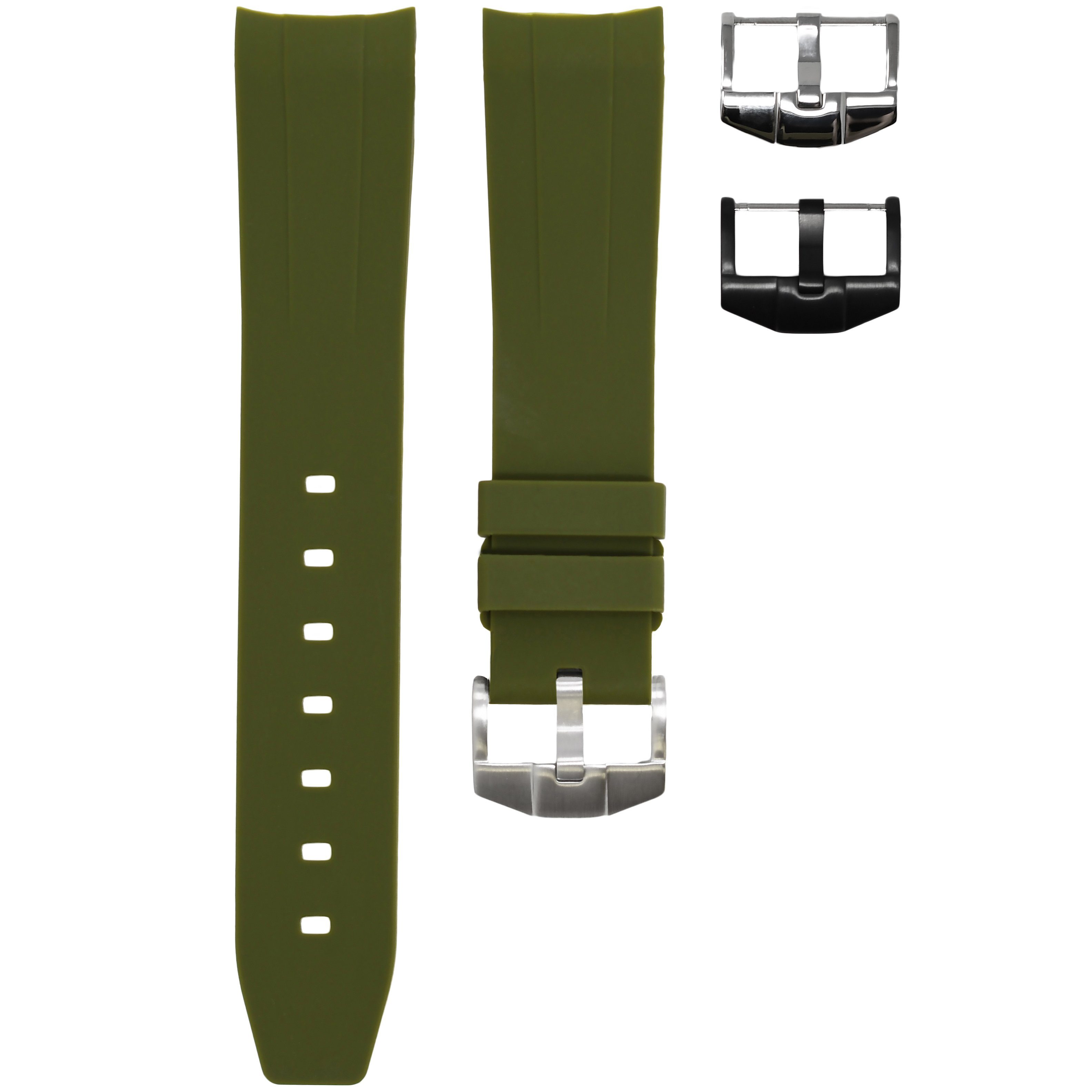 Image of RUBBER STRAP FOR OMEGA SPEEDMASTER - OLIVE