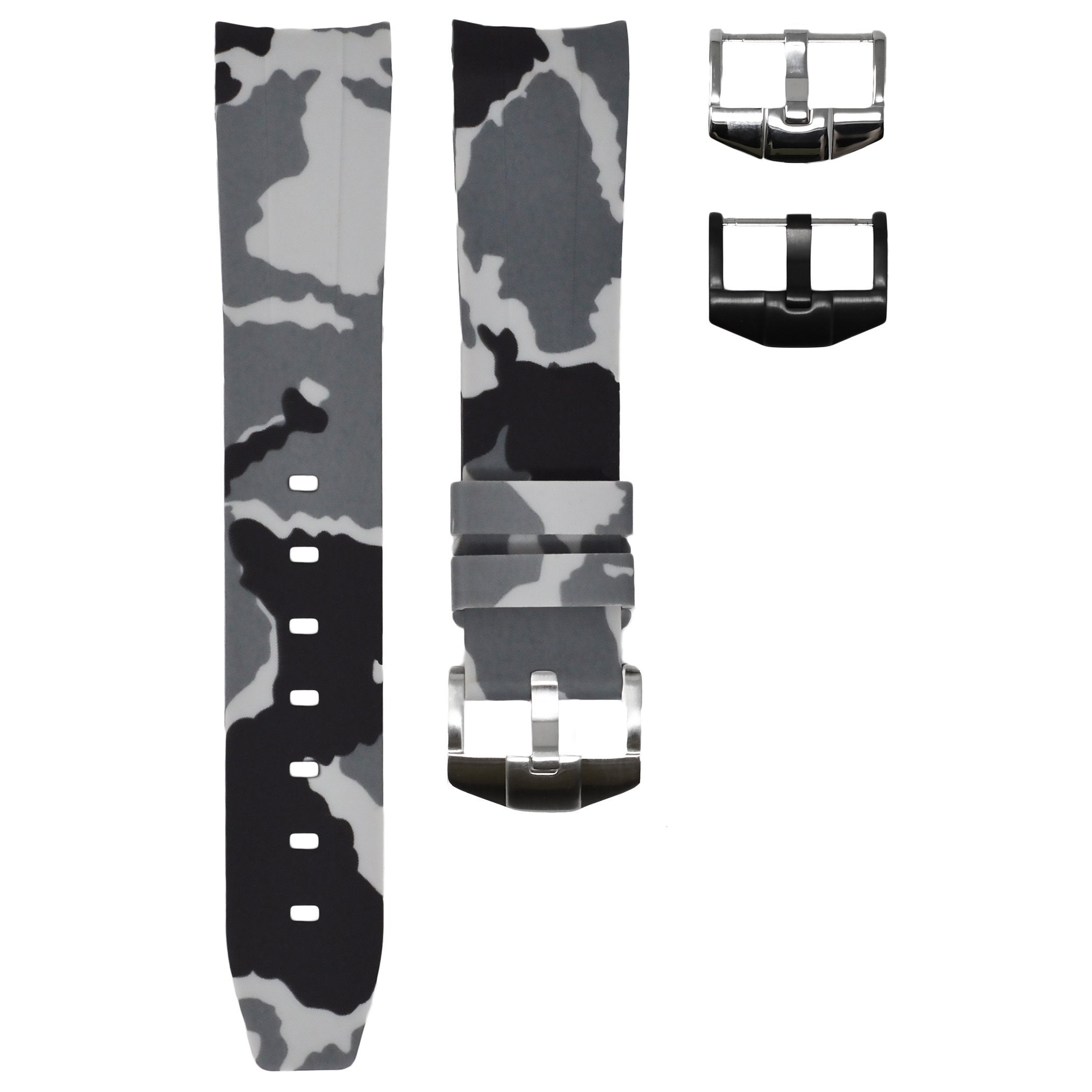 Image of RUBBER STRAP FOR OMEGA SPEEDMASTER - SNOW CAMO