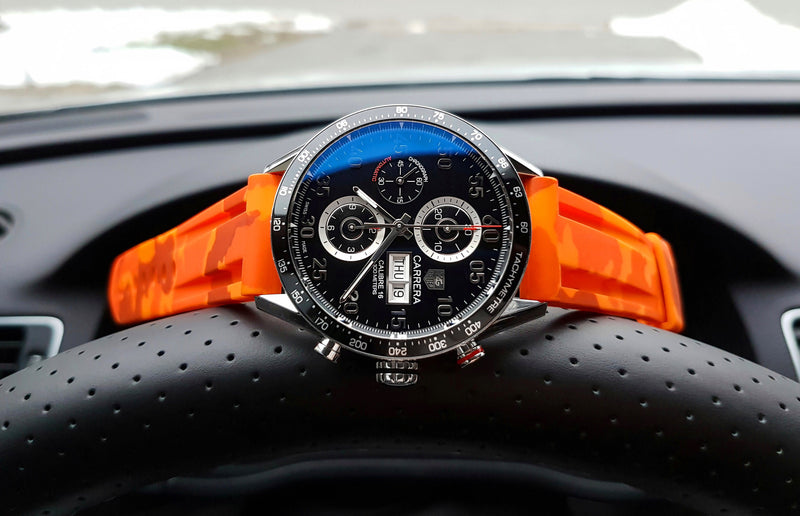 RUBBER STRAP FOR TAG HEUER CARRERA - ORANGE CAMO – Horus Straps