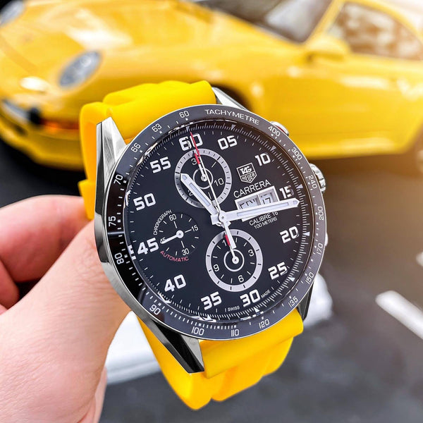 RUBBER STRAP FOR TAG HEUER CARRERA - SUNSHINE YELLOW – Horus Straps