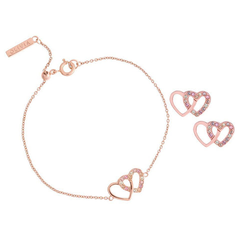 Olivia Burton Heart Bracelet & Earrings Gift Set