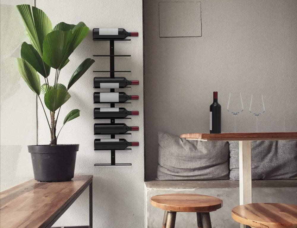 Kitchen wine rack on a wall