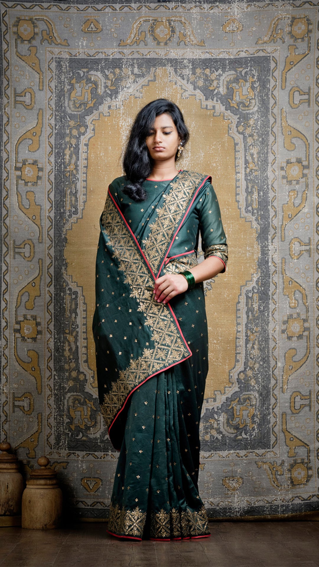 Buy Cherry tex Self Design Bollywood Satin Green Sarees Online @ Best Price  In India | Flipkart.com