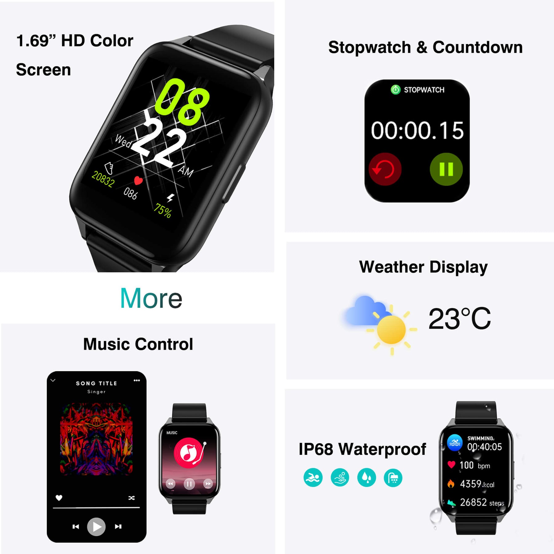 Tranyago Best Waterproof Android IOS Sports Smartwatch