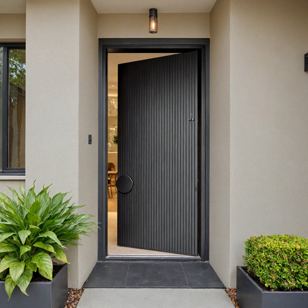 Pablo - 36" x 80" Flat Fiberglass Wood Grain Entry Door