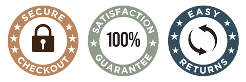 Trust badge 100 percent Satisfaction Secure Check out Easy Returns