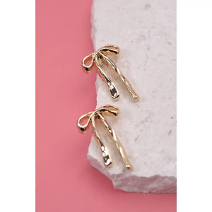 Authentic Long Bow Ribbon Stud Earrings - Shop The Pug