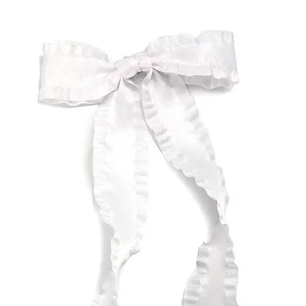 The Sammie Scalloped Trim Satin Bow Ribbon Hair Clips