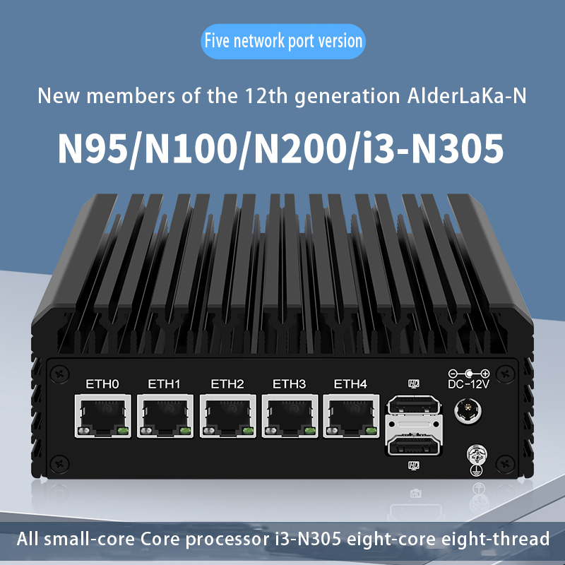 CWWK intel 12th generation N series N100/N200/i3-N305 soft router 5 network 2.5G dual M.2 dual SATA multi-network port mini host