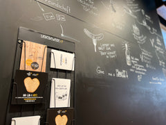 Gestaltungselement Kreidewand mit Grußkarten Bäckereifiliale Bad Homburg