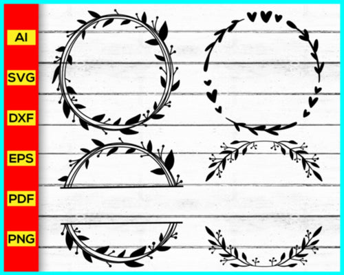 Laurel Wreath Monogram Border svg Circle Monogram Frame svg clipart De