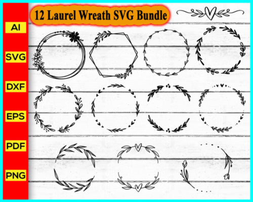 Flower Wreath Monogram Frame SVG File for Silhouette