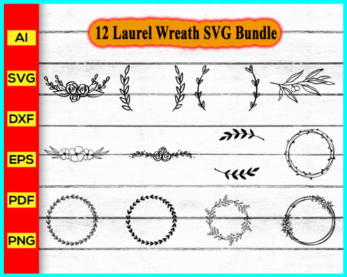 Laurel Wreath Monogram Border svg Circle Monogram Frame svg clipart De