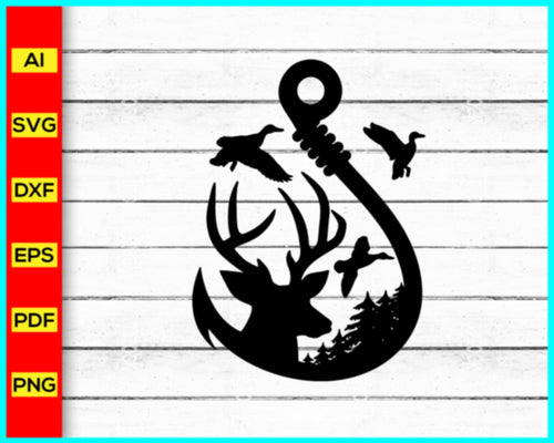 Deer Hunting, Fishing Hook SVG Cut File For Cricut Silhouette EPS PNG –  Creativedesignmaker