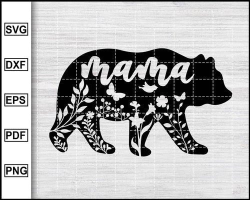 Floral Mama Bear Svg Baby Bear svg Matching Mama and Baby Svg Png