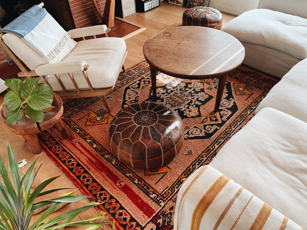 boho luxe living room moroccan rug