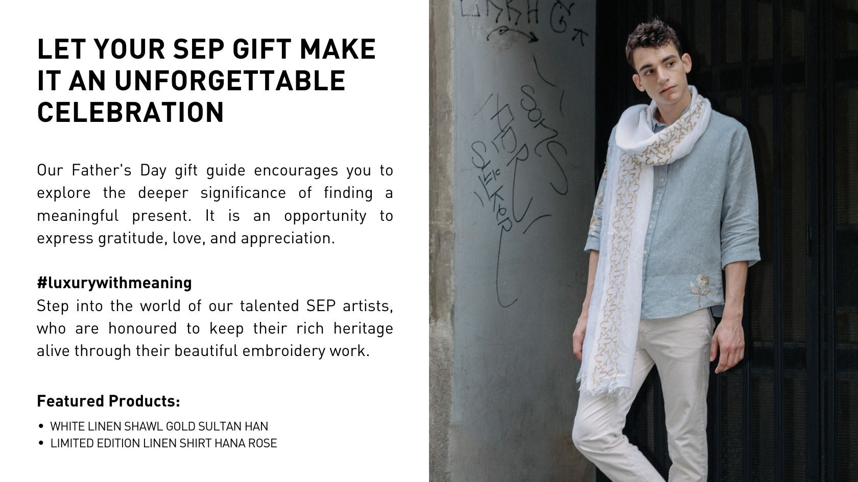 Our Father's Day gift guide encourages you to explore the deeper significance of finding a meaningful present. It is an opportunity to express gratitude, love, and appreciation.  #luxurywithmeaning Step into the world of our talented SEP artists, who are honoured to keep their rich heritage alive through their beautiful embroidery work.