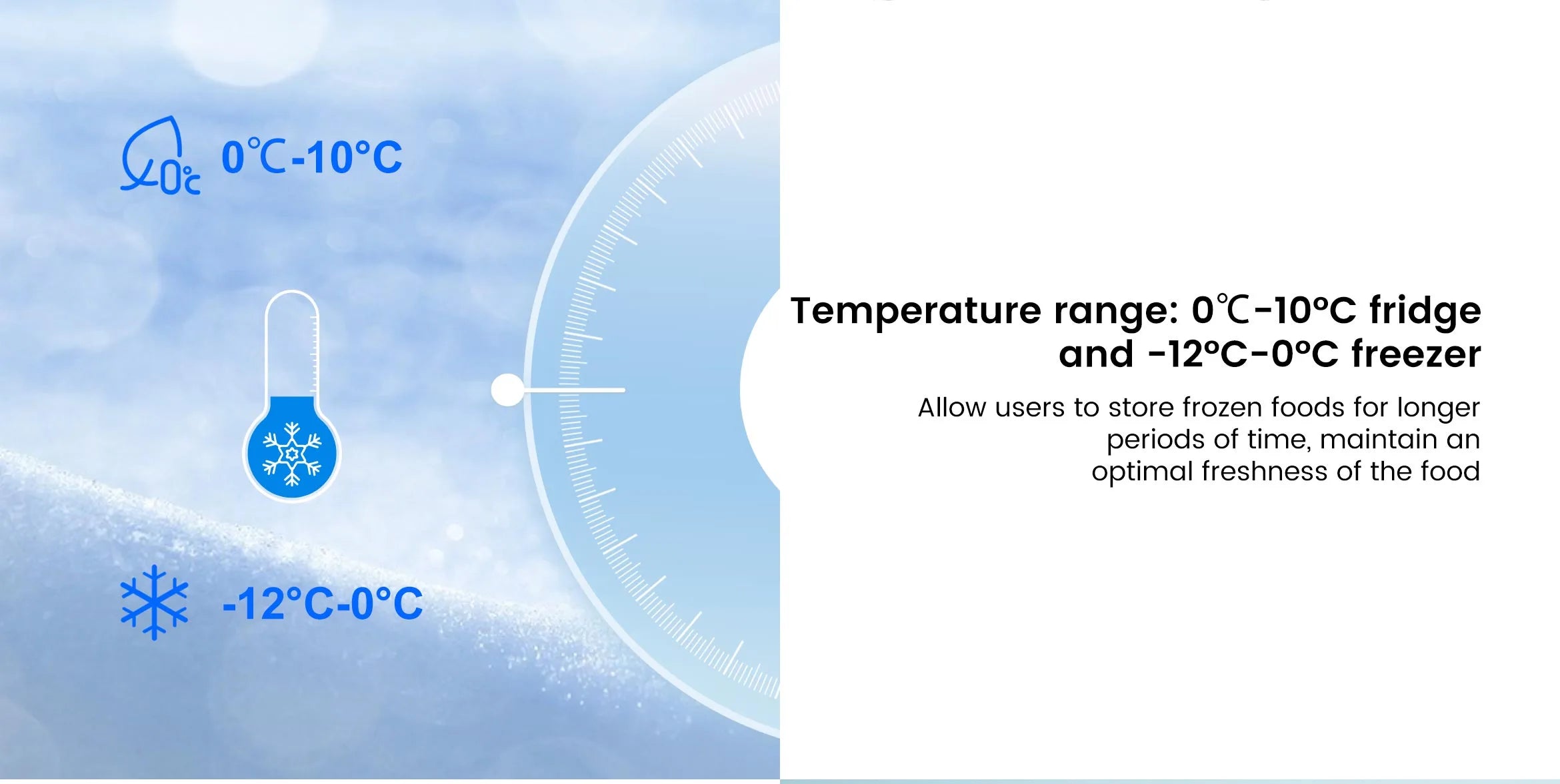 DSG-100D2E(A) - Temperature range 0℃-10°C fridge and -12°C-0°C freezer