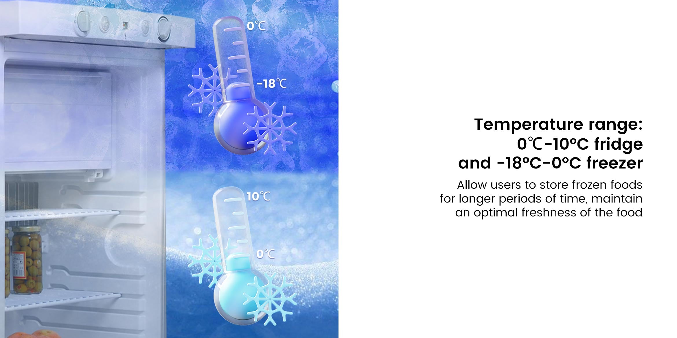 DSG-100L Temperature range 0℃-10°C fridge and -18°C-0°C freezer