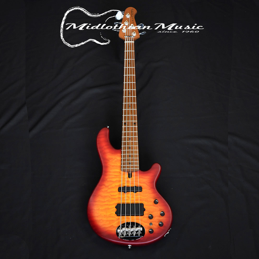 Lakland Skyline 55-02 Deluxe 5 String Bass Cherryburst Satin Finish #220118059