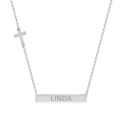 sterling silver engraved necklace with cross