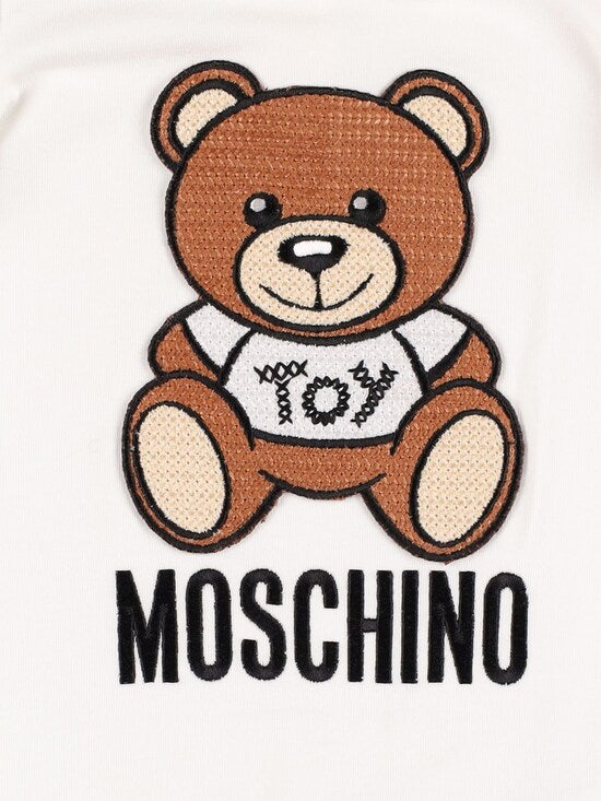 Moschino Logo Cotton Jersey Romper W/Toy Patch