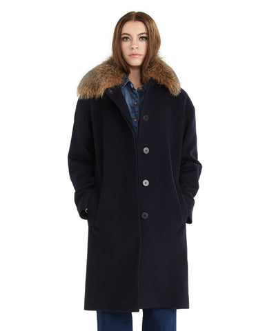 Kempner Harlow Robe Coat with Mongolian Fur Collar – SAANS