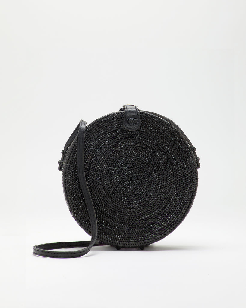 SAANS | Natural Straw 212 LUNA Crossbody Bag in Black