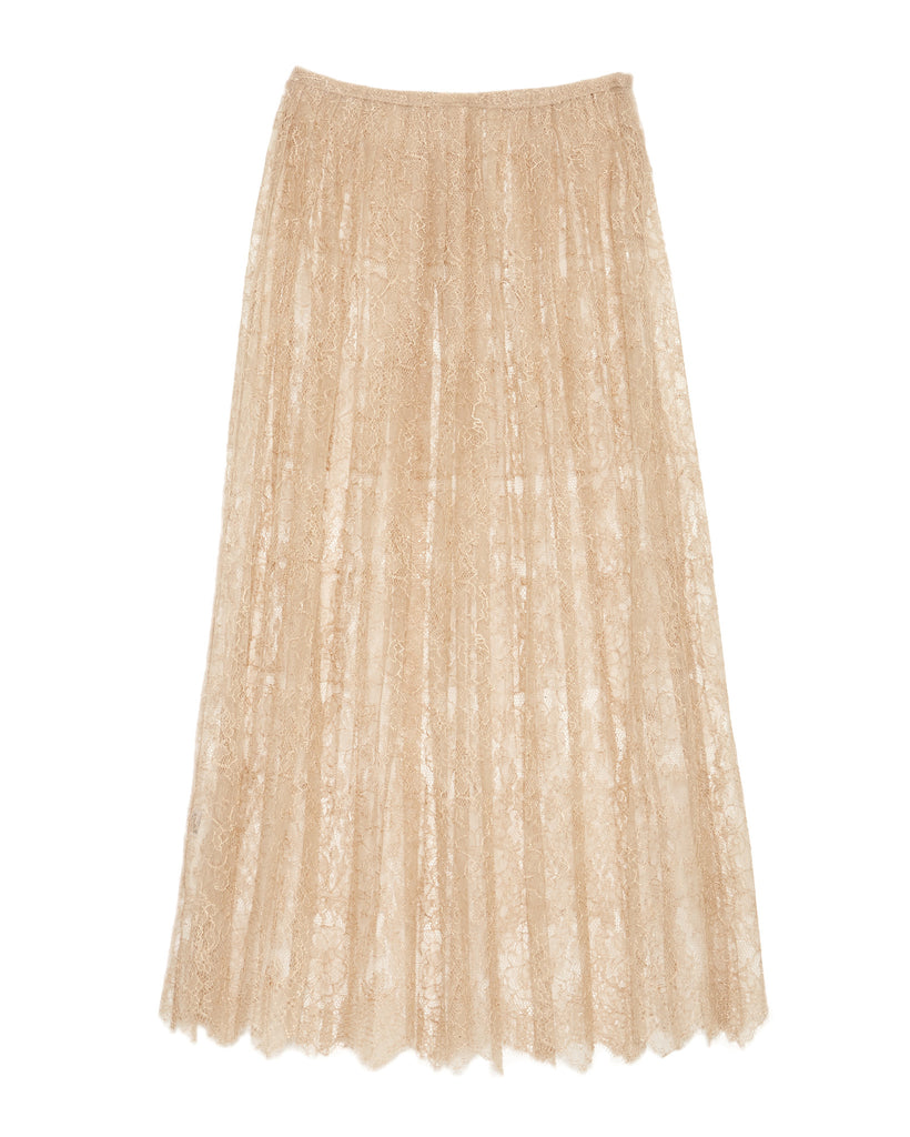 Ryan Roche | French Lace Skirt in Light Mink – SAANS