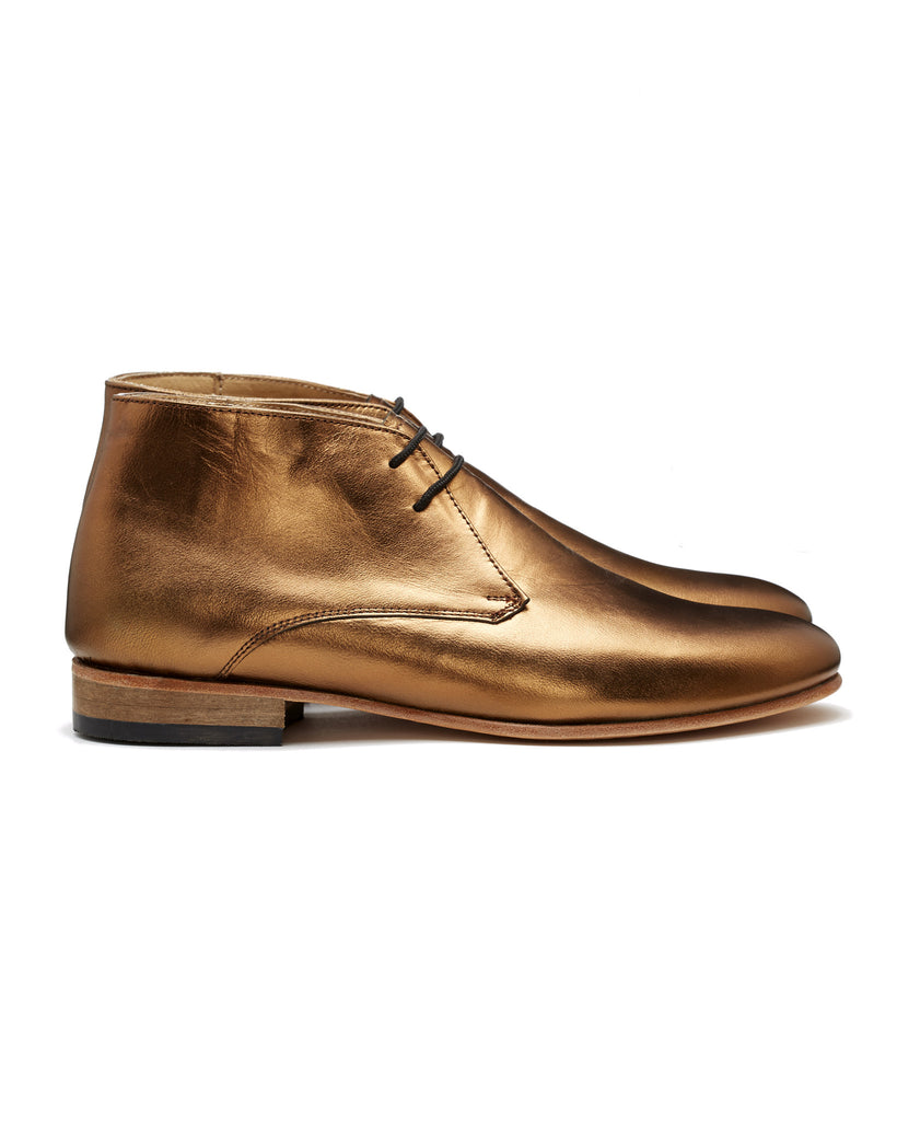 bronze metallic ankle boots