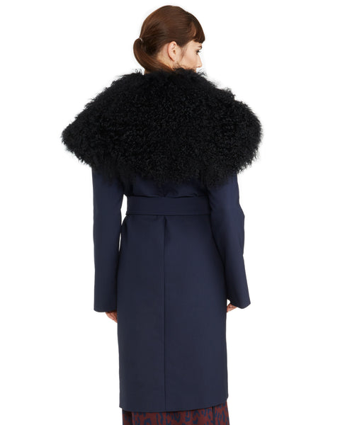 Kempner Harlow Robe Coat with Mongolian Fur Collar – SAANS