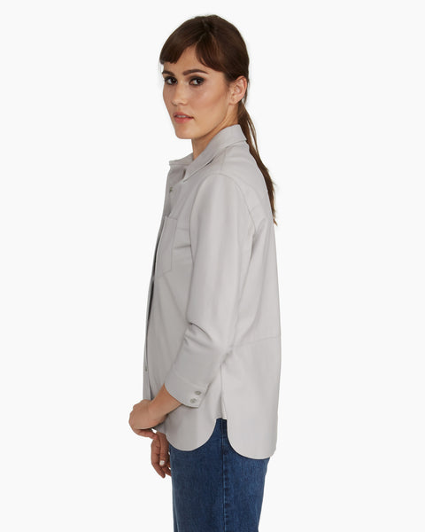 Brogden Leather Shirt in Pearl Grey | Made in Italy – SAANS