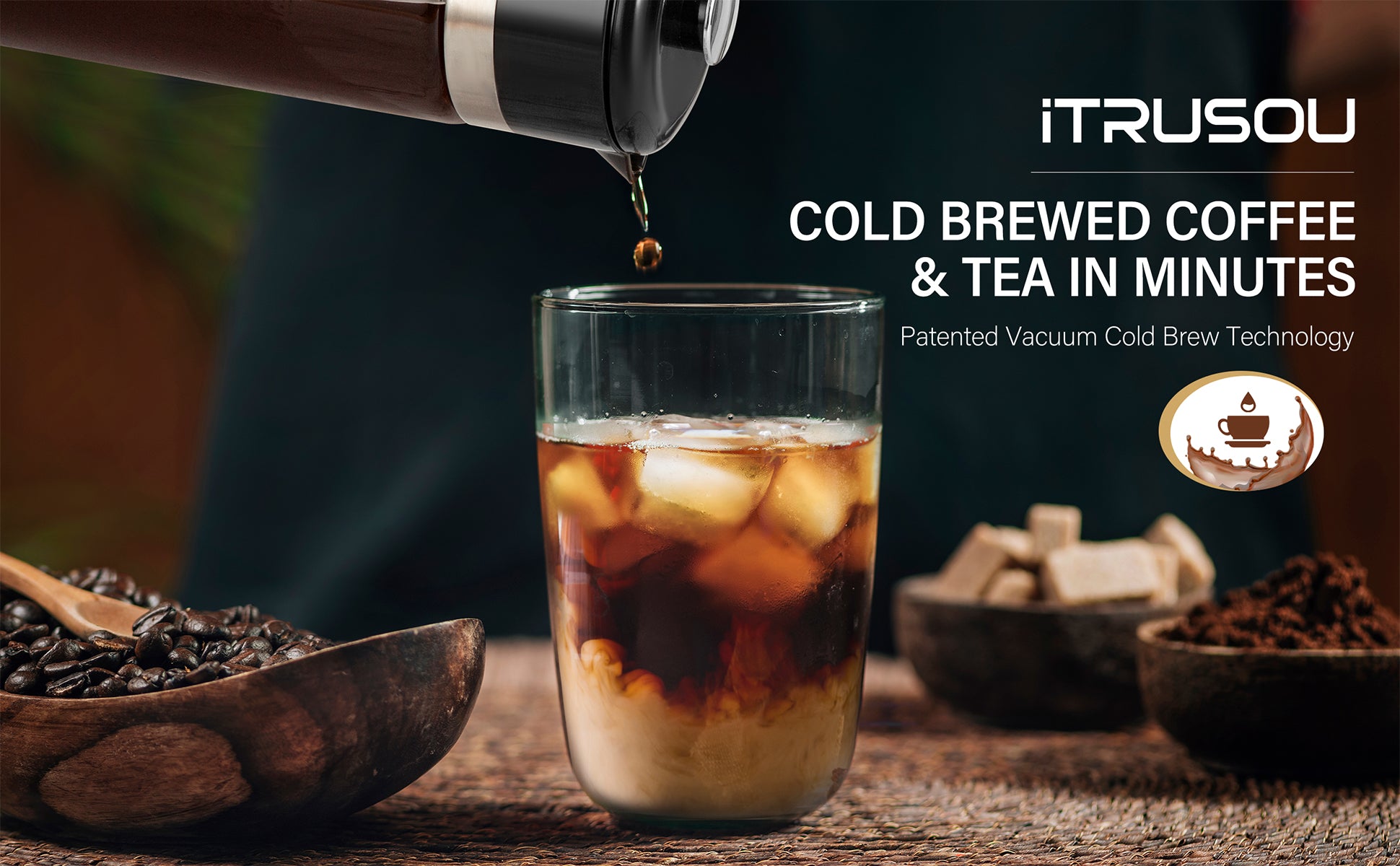 Portable Electric Cold Brew Coffee Maker, iTRUSOU 15-Min Cold Brew Iced Tea & Coffee Maker, Black Ice Cold Brewer Machine or Pitcher, Size: One Size