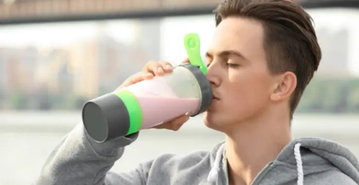 Man drinking Vegan protein powder shake for Diet