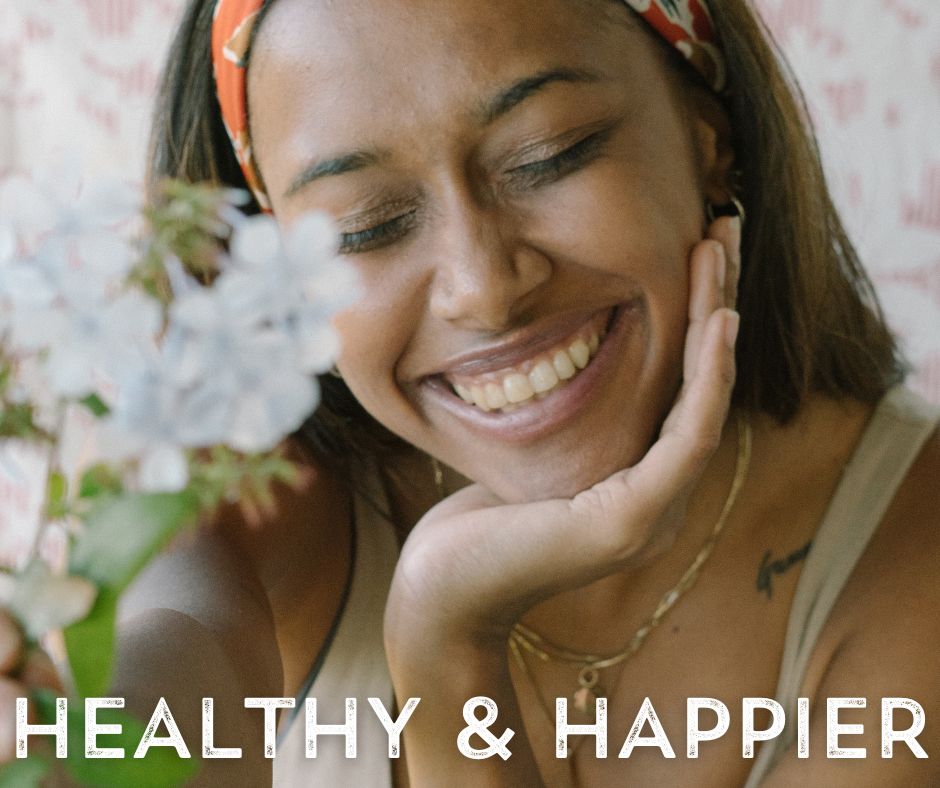 Healthy and happy woman smiling - Flower Guy