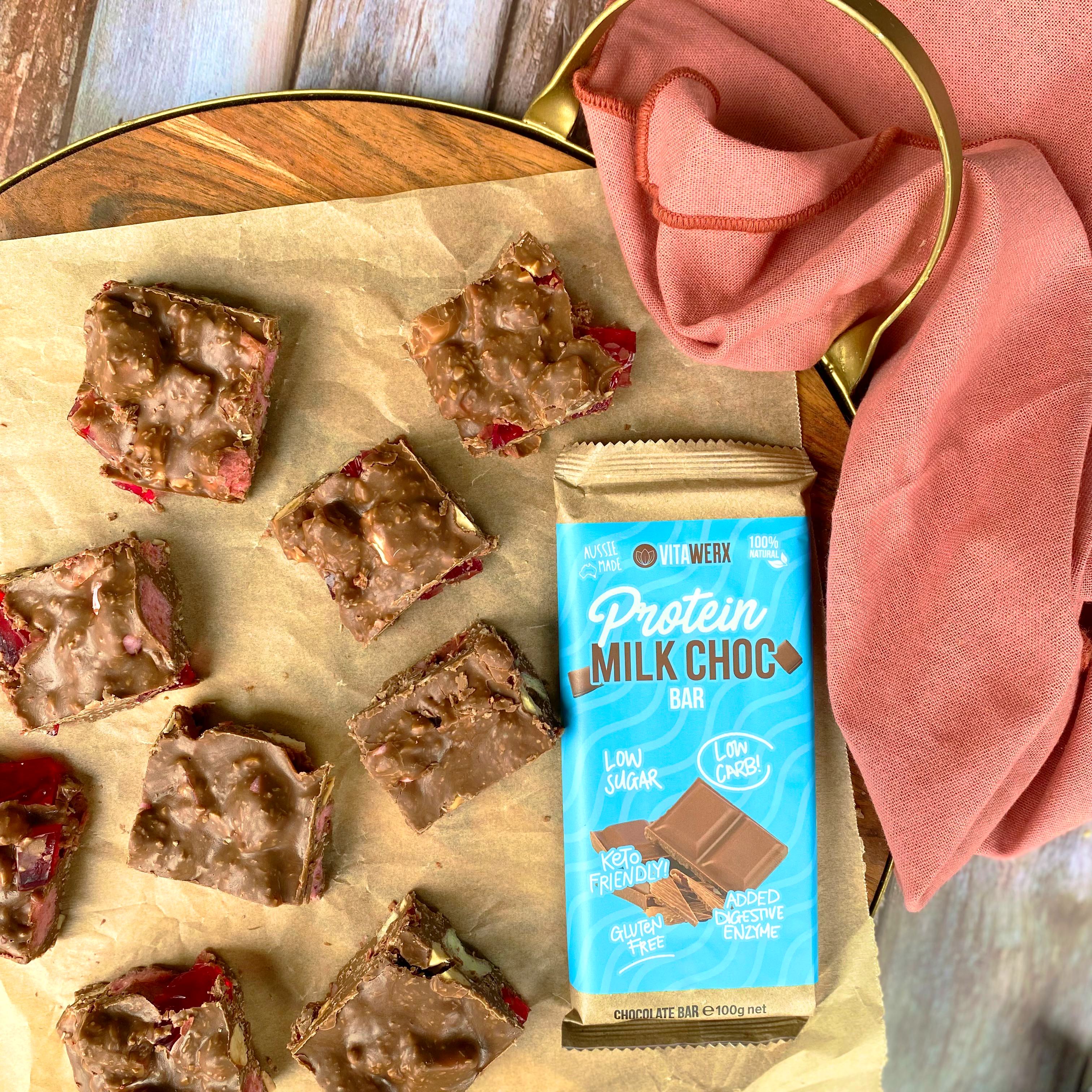 Keto Rocky Road Fudge Protein Bars