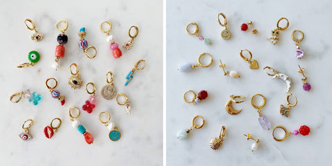 colorful gold earrings per piece
