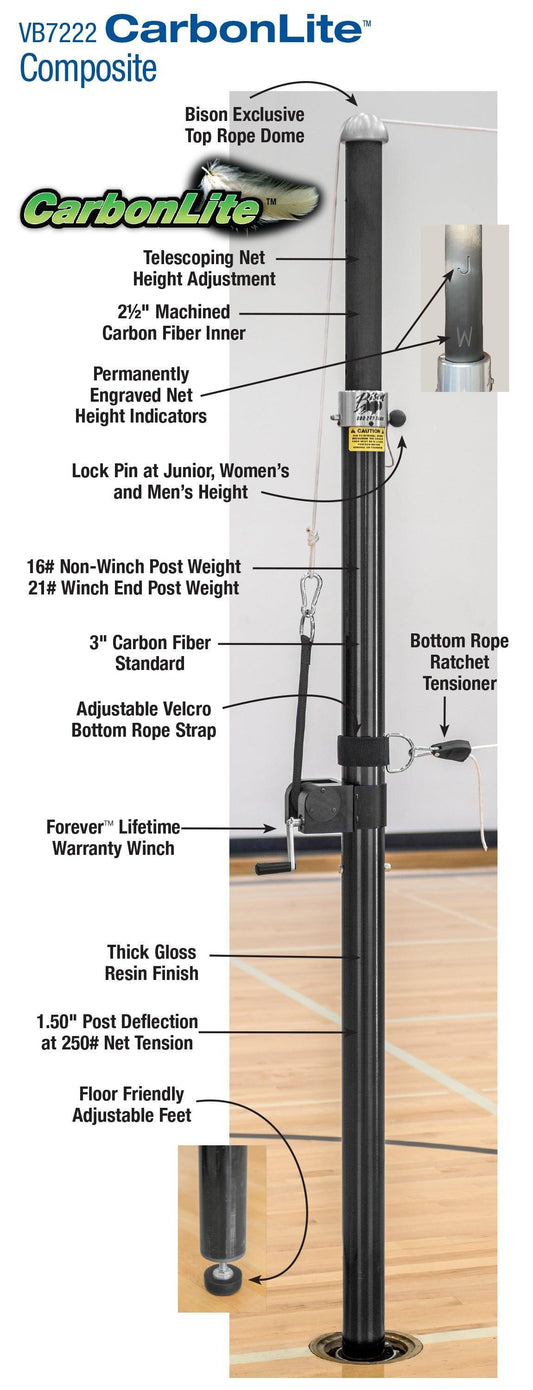 CarbonLite Composite Volleyball Double Court System without Sockets - bisoninc
