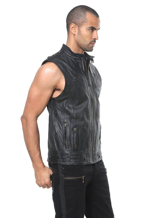 Sleeveless Mens Leather Jackets at best price in Delhi | ID: 6687734273