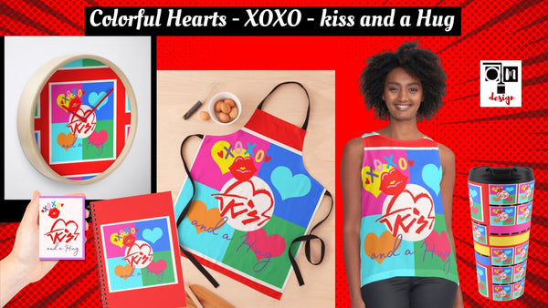 Colorful Hearts - XOXO - kiss and a Hug