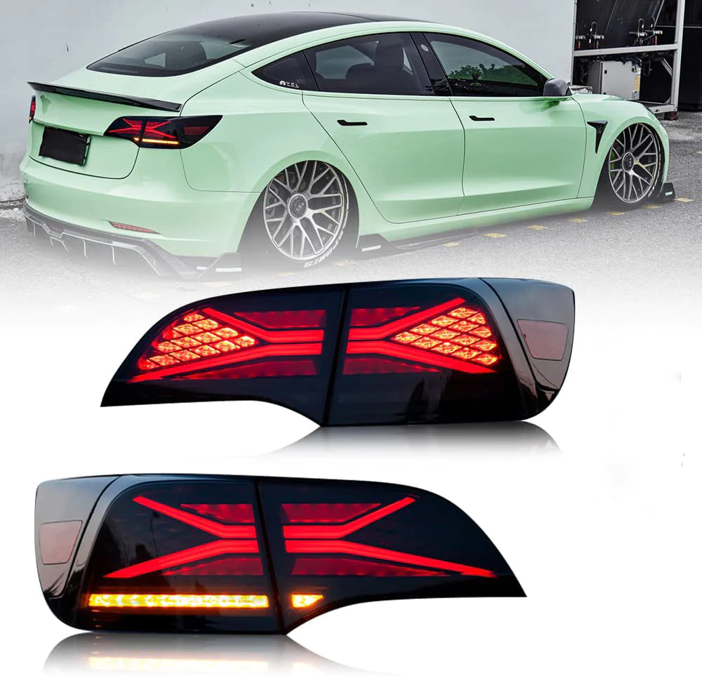 VLAND Full LED Tail Lights Assembly For Tesla Model 3/Y 2017-2022 With Dynamic Animation DRL