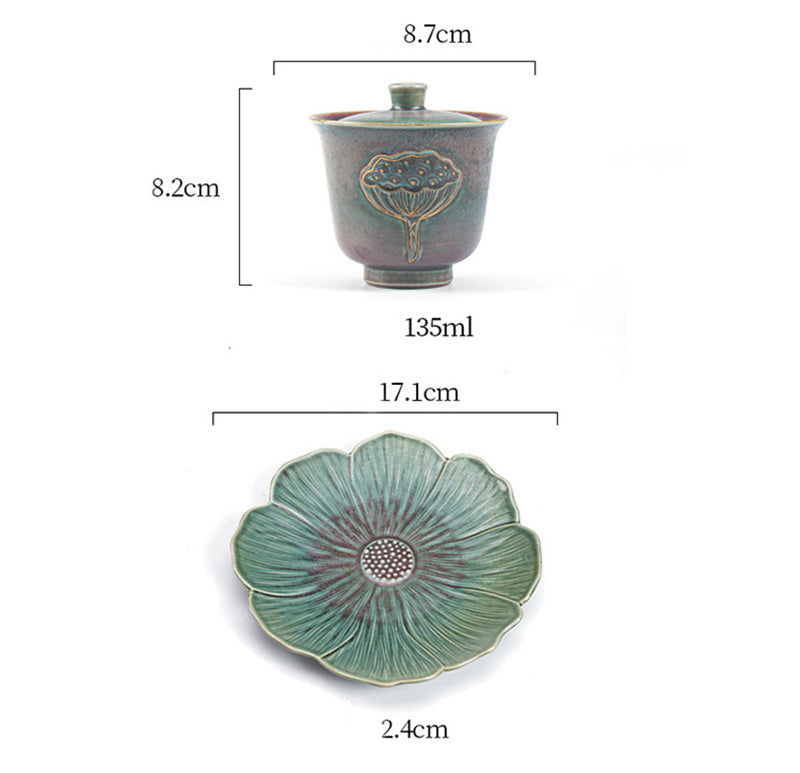 Auspicious Lotus Porcelain Gaiwan